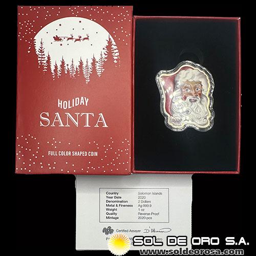 SOLOMON ISLANDS - 2 DOLLARS, 2020 - HOLIDAY SANTA - MONEDA DE PLATA