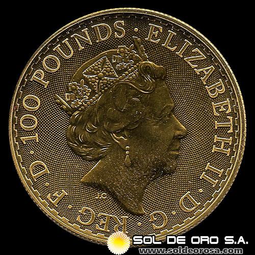 INGLATERRA - 100 POUNDS, 2021 - MONEDA DE ORO