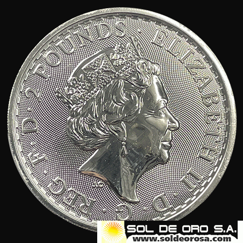 INGLATERRA - 2 POUNDS - ELIZABETH II - TUBO DE 25 ONZAS DE PLATA