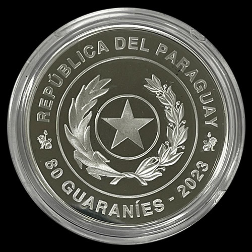 ILUSTRACION - SIN STOCK - NUMIS - PARAGUAY - 80 GUARANIES, 2023 - 80 ANIVERSARIO DEL GUARANI - MONEDA DE PLATA