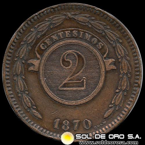 NUMIS - MONEDA DEL PARAGUAY - 2 CENTESIMOS - 1870 - MONEDA DE COBRE