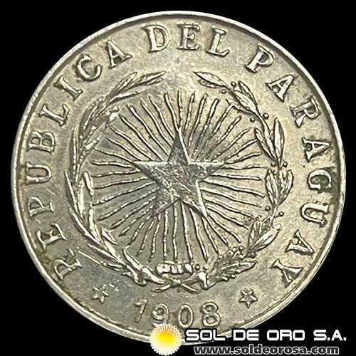 NUMIS - MONEDAS DEL PARAGUAY - 5 CENTAVOS - 1908 - MONEDA DE COBRE Y NIQUEL