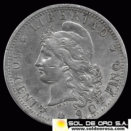 NA1 - ARGENTINA - 50 CENTAVOS, 1883 - MONEDA DE PLATA
