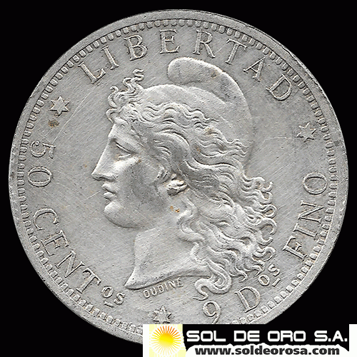 NA1 - ARGENTINA - 50 CENTAVOS, 1883 - MONEDA DE PLATA