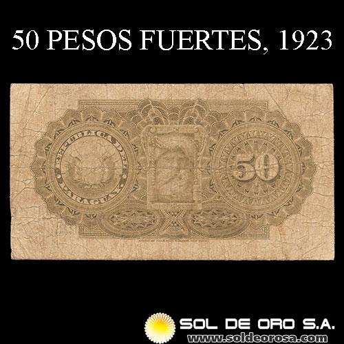 NUMIS - BILLETES DEL PARAGUAY - 1923 - CINCUENTA PESOS FUERTES (MC183.c) - FIRMAS: MARIANO MORESCHI - PABLO INSFRAN - OFICINA DE CAMBIOS