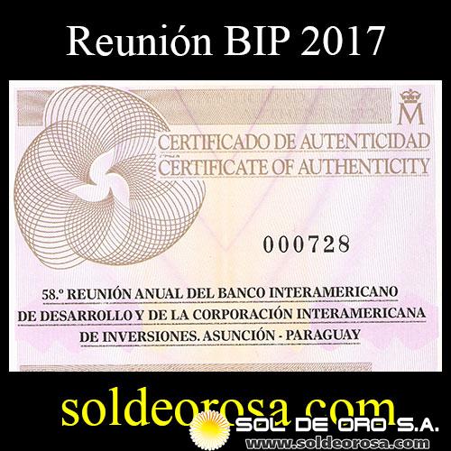 SIN STOCK - ILUSTRACION - PARAGUAY - 1 GUARANI, 2017 - 58ma REUNION ANUAL DEL BANCO INTERAMERICANO DE DESARROLLO Y DE LA CORPORACION INTERAMERICANA DE INVERSIONES - MONEDA DE PLATA