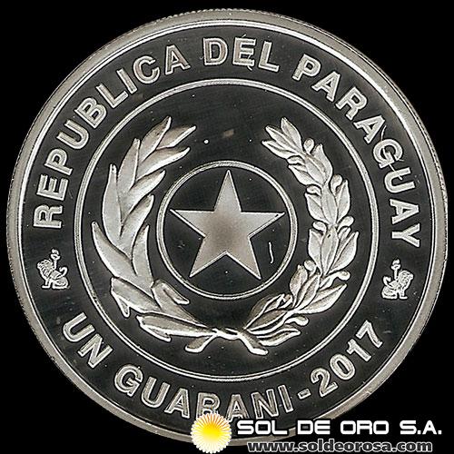SIN STOCK - ILUSTRACION - PARAGUAY - 1 GUARANI, 2017 - 58ma REUNION ANUAL DEL BANCO INTERAMERICANO DE DESARROLLO Y DE LA CORPORACION INTERAMERICANA DE INVERSIONES - MONEDA DE PLATA