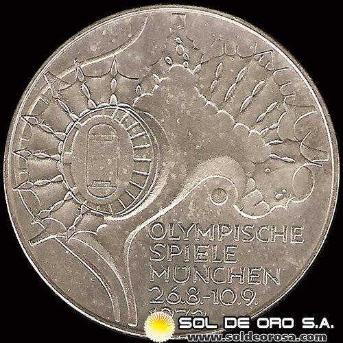 NA1 - ALEMANIA - 10 MARK - 1972.d - Series: Munich Olympics - MONEDA DE PLATA 