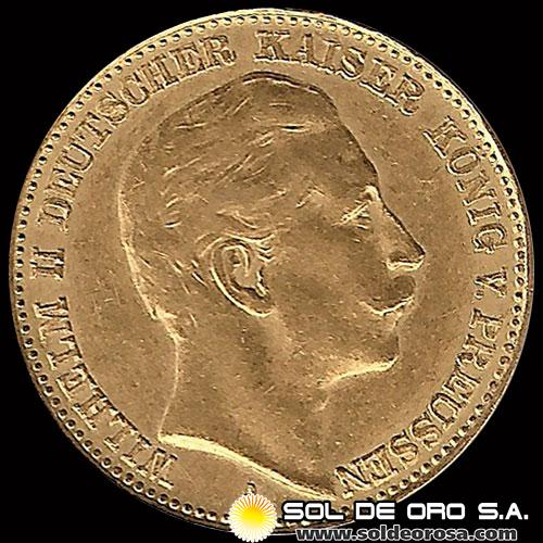 ALEMANIA - 20 MARCOS - WILHELM II DEUTSCHER KAISER KONIG V. PREUSSEN - 1897 - MONEDA DE ORO