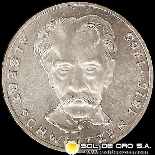 NA1 - ALEMANIA - 5 MARK - 1975 - Subject: Centenary - Birth of Albert Schweitzer 1875 -1965 - MONEDA DE PLATA 