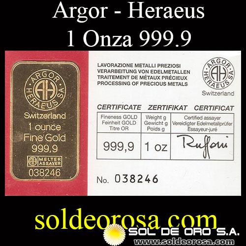 Oro ARGOR-Heraeus 1 OZ 