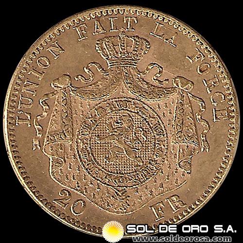 BELGICA - LEOPOLD II ROI DES BELGES - 20 FRANCOS 