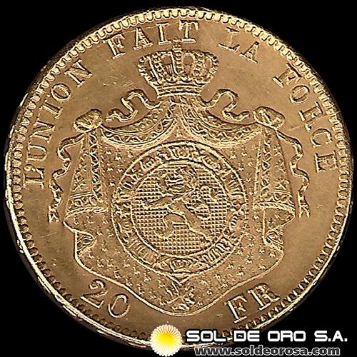 BELGICA - LEOPOLD II ROI DES BELGES - 20 FRANCOS - 1882 - MONEDA DE ORO