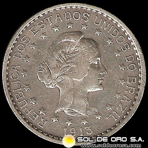 BRASIL - 500 REIS, 1913 - MONEDA DE PLATA