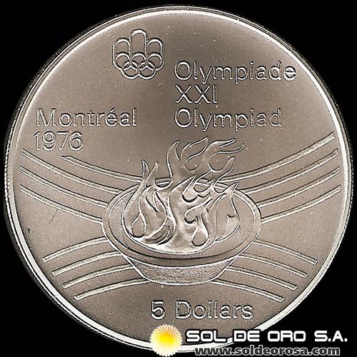 53 - CANADA - 5 DOLLARS, 1976 - OLIMPIADAS MONTREAL 1976 - MONEDA DE PLATA
