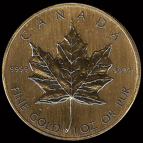 CANADA - HOJA DE MAPPLE 1 OZ., 50 DOLLARS, 1987 - MONEDA DE ORO 24K