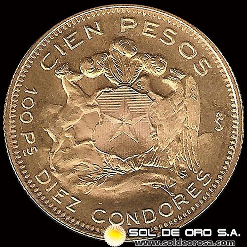 REPUBLICA DE CHILE - 100 PESOS - 1960 - MONEDA DE ORO 