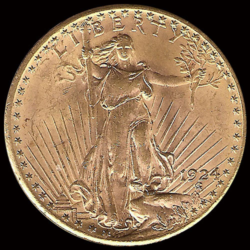ESTADOS UNIDOS DE AMERICA - 20 DOLARES, 1924 - DOBLE AGUILA AMERICANA - MONDA DE ORO