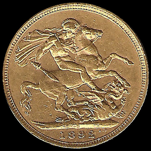 INGLATERRA - SOVEREIGN, LIBRA INGLESA (VICTORIA - JUBILEO), 1892 - MONEDA DE ORO