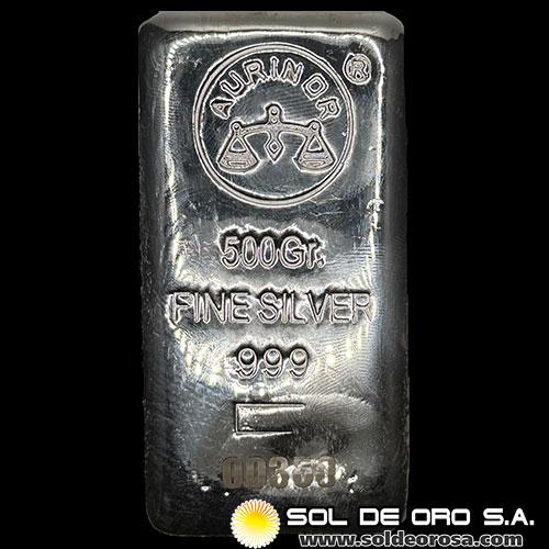 AURINOR - 500 GRAMOS - BARRA DE PLATA 999