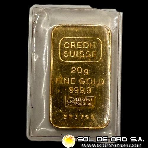 CREDIT SUISSE - 20 GRAMOS - BARRA DE ORO 24K