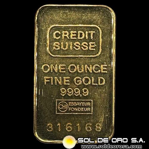 CREDIT SUISSE - ONE OUNCE - BARRA DE ORO 24K