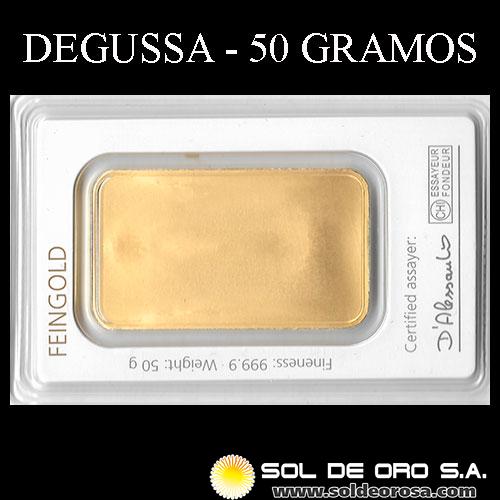 DEGUSSA - 50 GRAMOS - FEINGOLD - BARRA DE ORO 24K