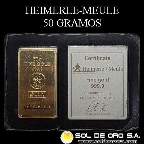 HEIMERLE - MEULE - 50 GRAMOS - BARRA DE ORO 24K