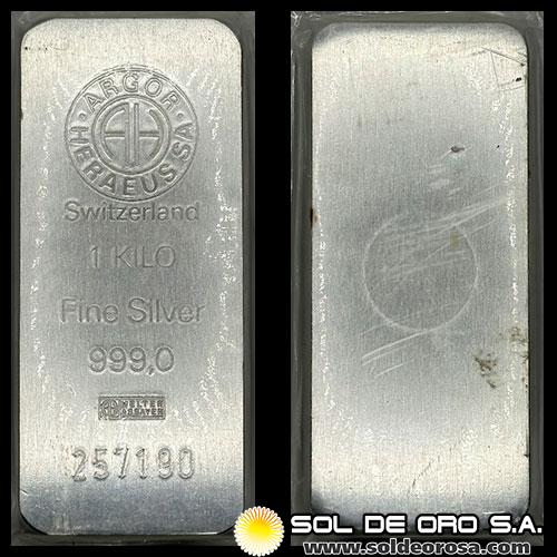 HERAEUS - 1 KILO - LINGOTE DE PLATA 999
