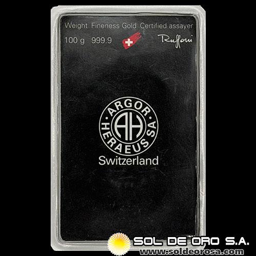 HERAEUS - 100 GRAMOS - FEINGOLD - BARRA DE ORO 24K