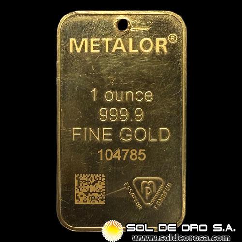 METALOR - 31 GRAMOS - BARRA DE ORO 24K