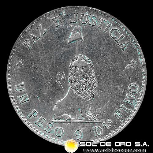 REPUBLICA DEL PARAGUAY - 1 PESO, 1889 - PATACON - PRIMERA MONEDA DE PLATA DEL PARAGUAY