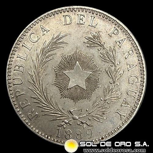 	REPUBLICA DEL PARAGUAY - 1 PESO, 1889 - PATACON - PRIMERA MONEDA DE PLATA DEL PARAGUAY