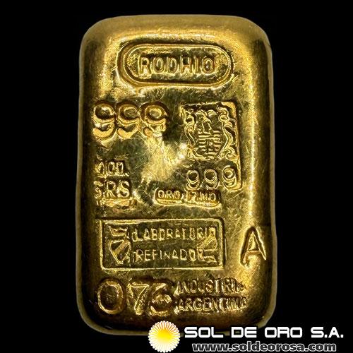 RODHIO - 100 GRAMOS - BARRA DE ORO 24K
