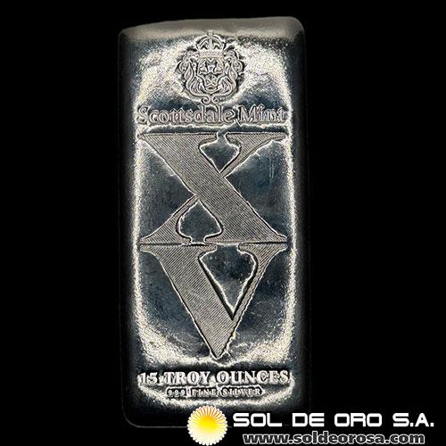 SCOTTSDALE MINT - 15 OUNCES - BARRA DE PLATA PURA