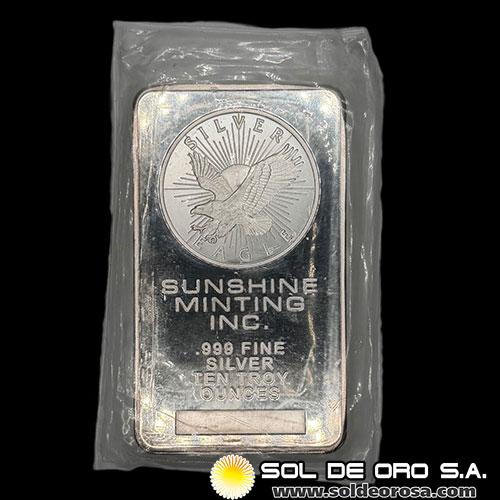 SUNSHINE MINTING - 10 OUNCES - BARRA DE PLATA PURA
