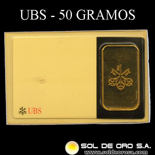 UBS - UNION BANK OF SWITZERLAND - 50 GRAMOS - BARRA DE ORO 999