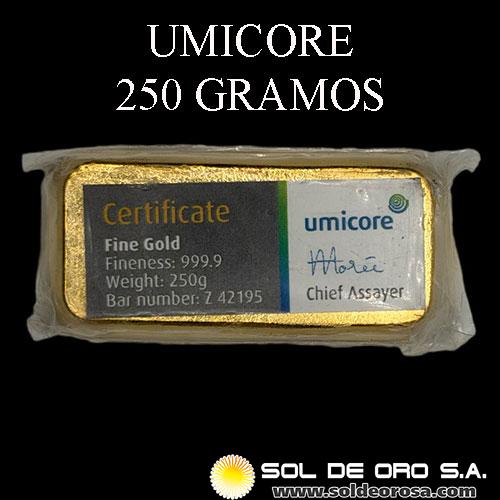 UMICORE AG & CO - 250 GRAMOS - BARRA DE ORO 999