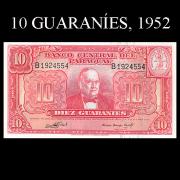 Billetes 1952 3- 10 Guaranies
