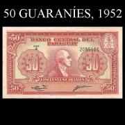 Billetes 1952 4- 50 Guaranies