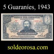 Billetes 1943 2- 5 Guaran�es