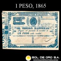 NUMIS - BILLETES DEL PARAGUAY - 1865 - UN PESO (MC 29) - FIRMAS: AGUSTIN TRIGO - MIGUEL BERGES - TESORO NACIONAL