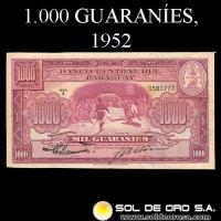 NUMIS - BILLETES DEL PARAGUAY - 1952 - MIL GUARANIES (MC290.c2) - FIRMAS: PEDRO RAMON CHAMORRO - GUSTAVO STORM - HILOS DE SEGURIDAD - BANCO CENTRAL DEL PARAGUAY