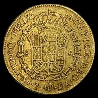 CHILE - 8 ESCUDOS, 1784 - CHARLES III - MONEDA COLONIAL DE ORO
