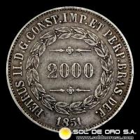 NA2 - BRASIL - 2.000 REIS - 1851 - PEDRO II - MONEDA DE PLATA