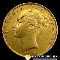 INGLATERRA - SOVEREIGN (VICTORIA JOVEN), LIBRA INGLESA - 1853 - MONEDA DE ORO