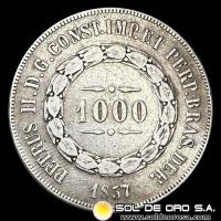 	NA2 - BRASIL - 1.000 REIS - 1857 - PEDRO II - MONEDA DE PLATA