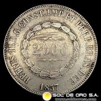 NA2 - BRASIL - 2.000 REIS - 1857 - PEDRO II - MONEDA DE PLATA