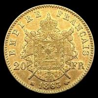 FRANCIA - EMPIRE FRANCAIS - NAPOLEON III - 20 FRANCOS, 1863 - MONEDA DE ORO