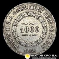 NA2 - BRASIL - 1.000 REIS - 1866 -  PEDRO II - MONEDA DE PLATA